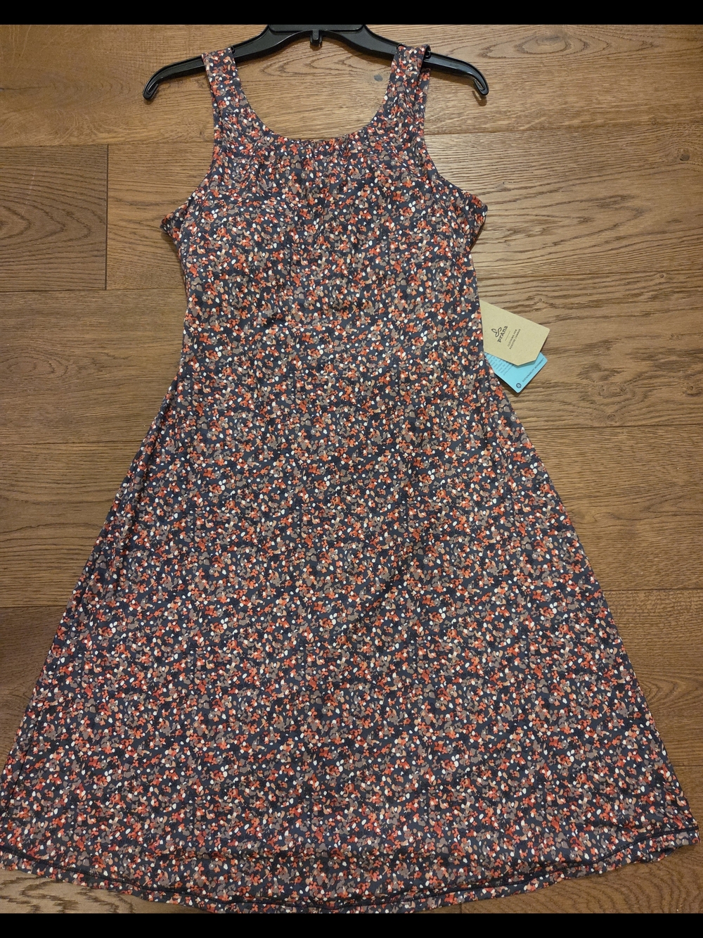 Prana Mini Dress with Coral and White Floral Pattern